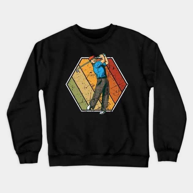 Golfer Retro Vintage Logo Golf Swing used Grunge Crewneck Sweatshirt by Shirtbubble